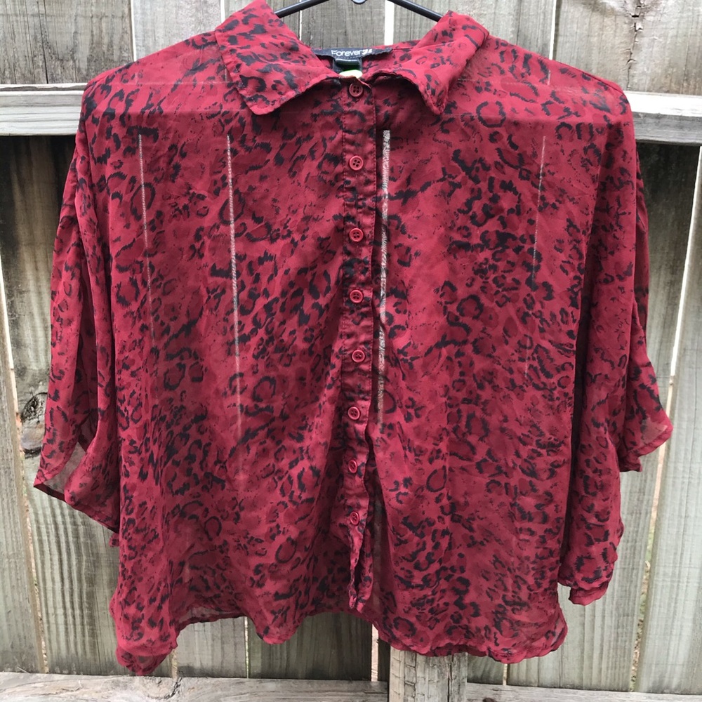 Red leopard Batwing top